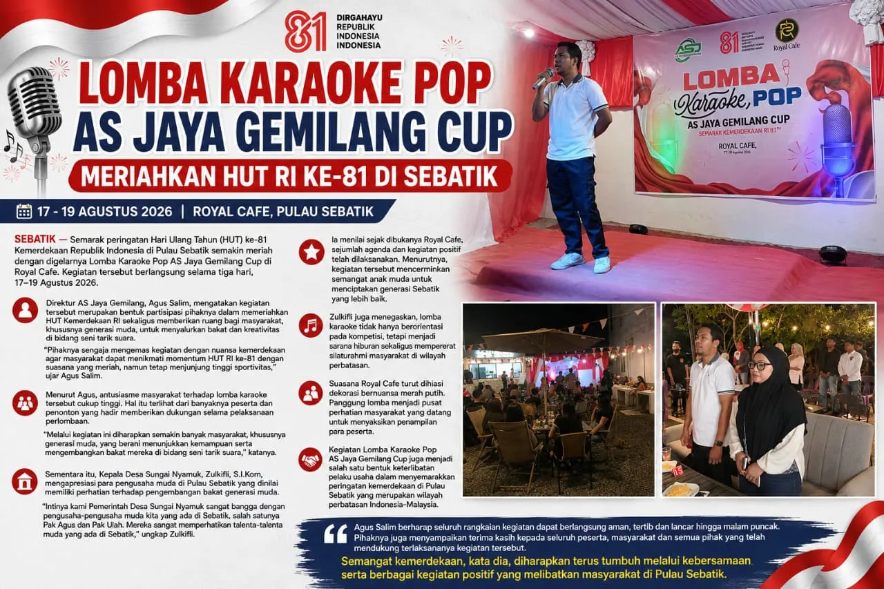 Lomba Karaoke Pop AS Jaya Gemilang Cup Meriahkan HUT RI ke-81 di Sebatik